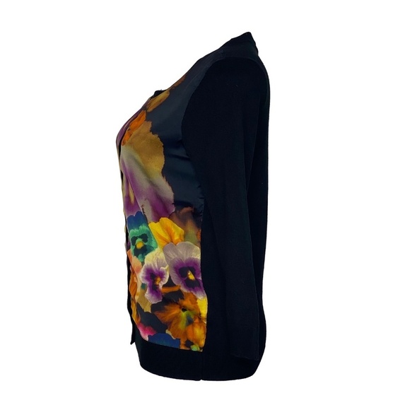 MEXX METROPOLITAN Floral Black Art To Wear Viscose 3/4 Sleeves Cardigan XS EUC - Picture 9 of 16